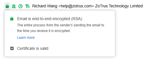 Click on the encryption icon to view the details