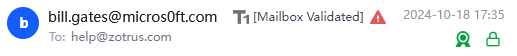 UI for emails that email address claimed is inconsistent with the email in the certificate