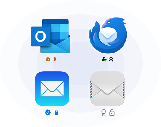 Compatible with all other email client that supports S/MIME standard